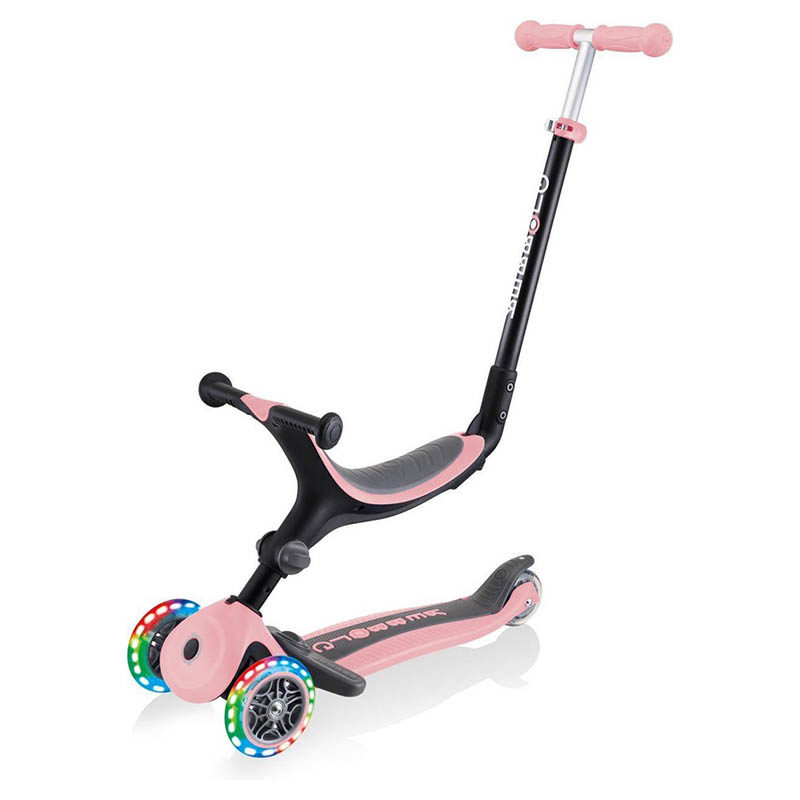 Globber Go-Up met lichten, plooibaar, pastel roze