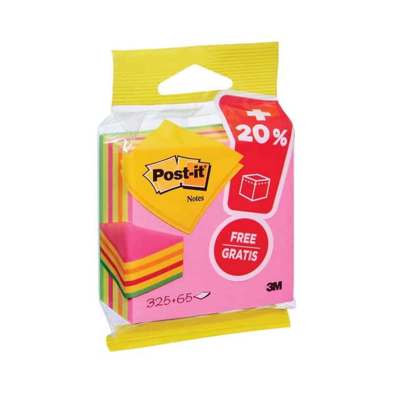 Post-it kubus notes neon 325 vellen +20% GRATIS