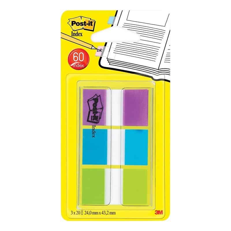 Post-it index standaard (paars, blauw, groen)