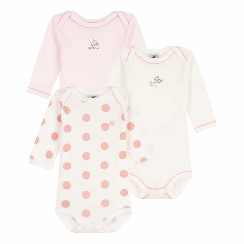 Petit Bateau Body lange mouw (3 stuks) roze