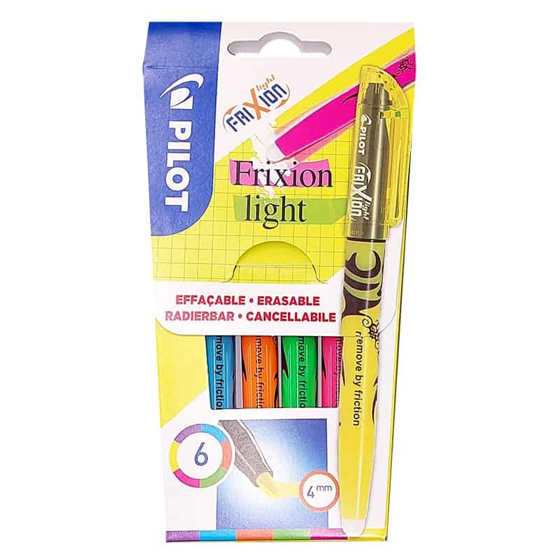 Pilot Frixion Fluo stift "Light" set 6 kleuren