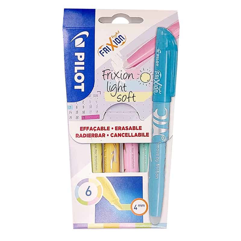 Pilot Frixion Fluo stift "Light Soft" set 6 kleuren