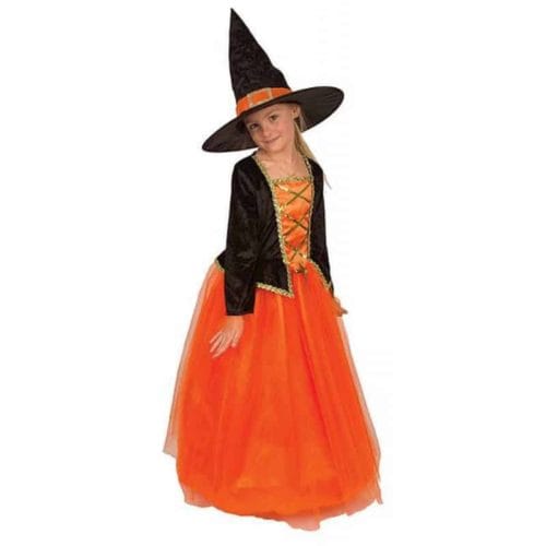 Kostuum Heks Oranje + Hoed