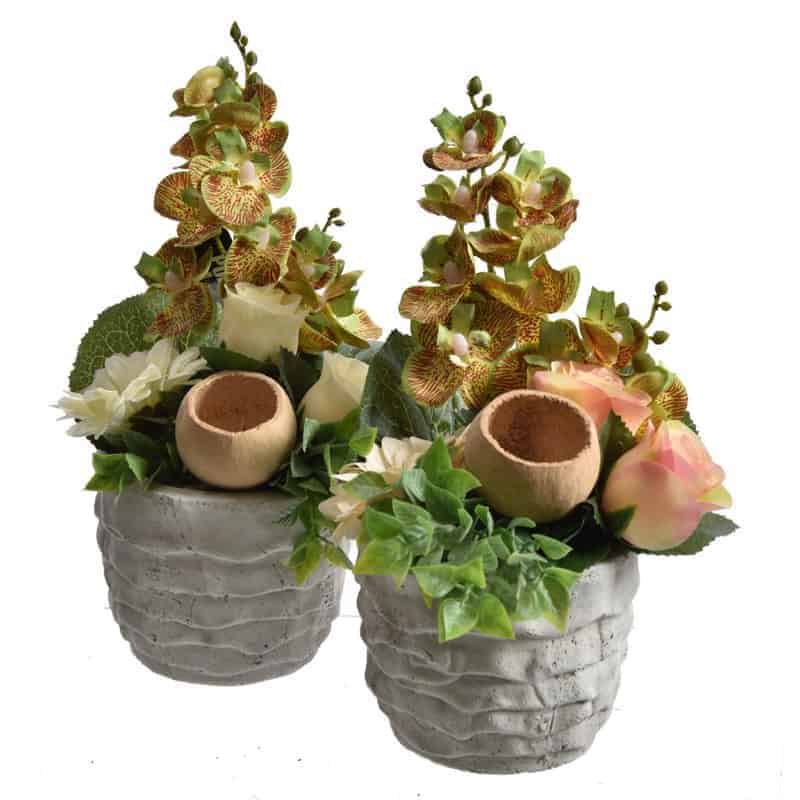 Bloemstuk in Pot Rose/Orchid/Gerbera
