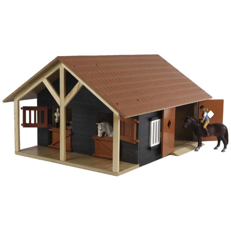 Paardenstal hout met 2 boxen en berging