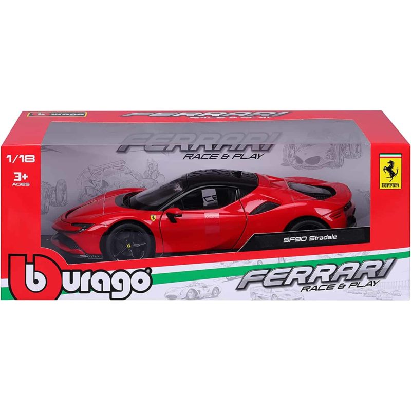 Burago Ferrari SF90 Stradale 1:18 Rood/Zwart