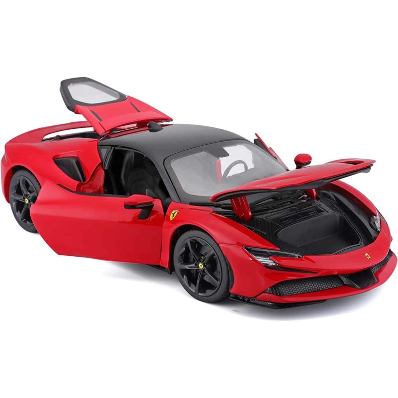 Burago Ferrari SF90 Stradale 1:18 Rood/Zwart - Afbeelding 4