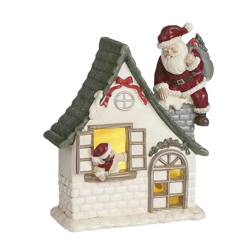Kersttafereel rood led. 16x8x18cm