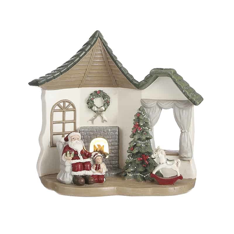 Kersttafereel rood led. 18x10x18cm