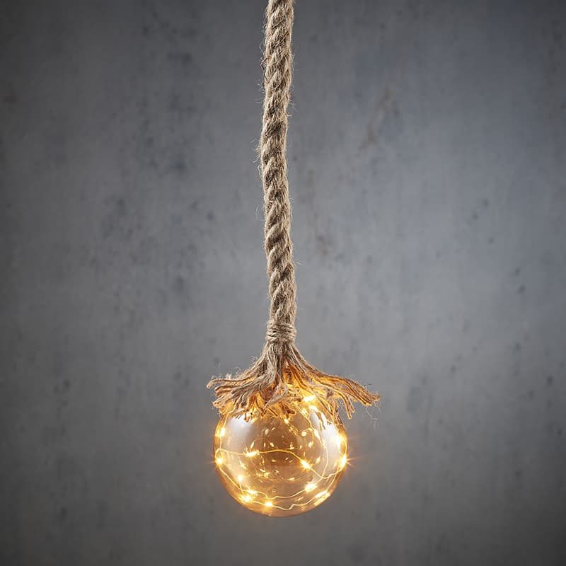 Deco bal touw licht bruin (15 LED) met timer