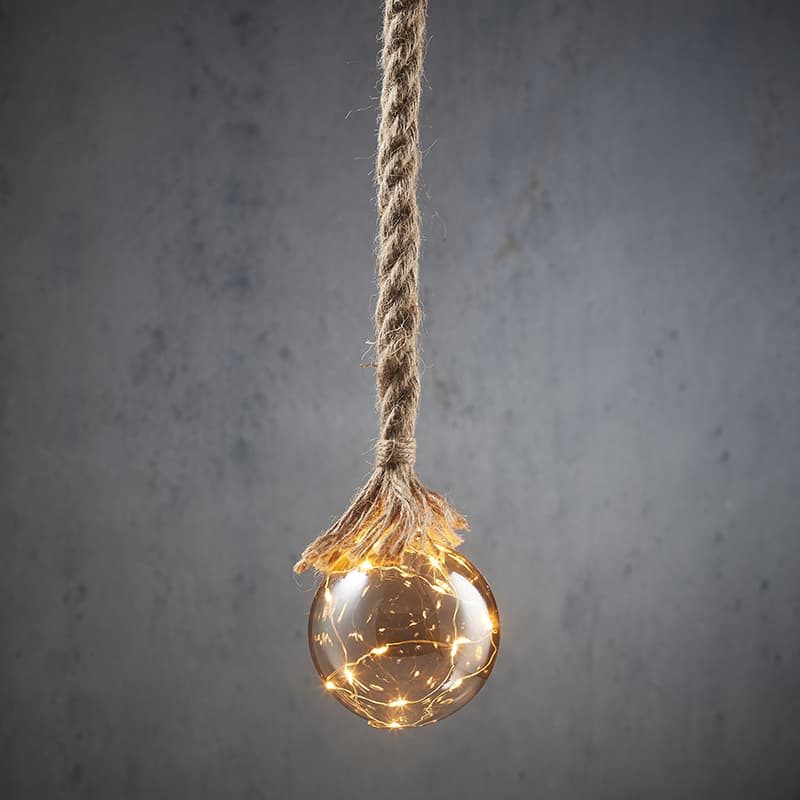 Deco bal touw licht grijs (15 LED) met timer