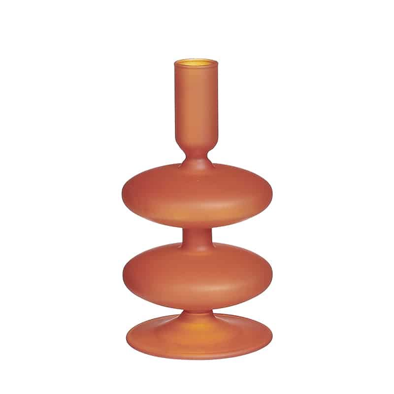 Kandelaar fabia glas terra 16x8cm
