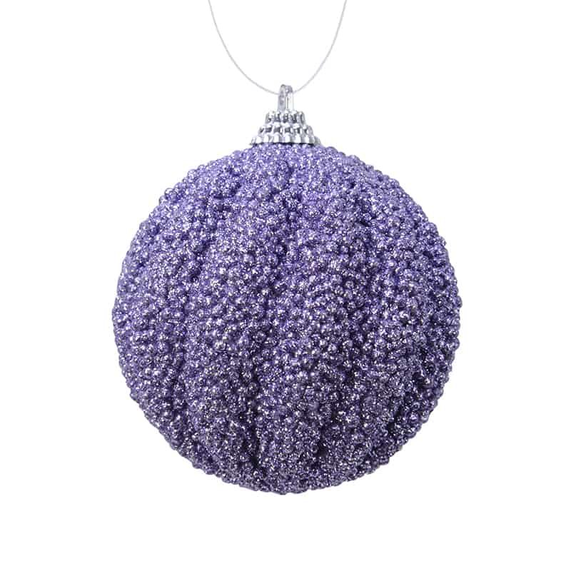 Foam kerstbal glitter lila