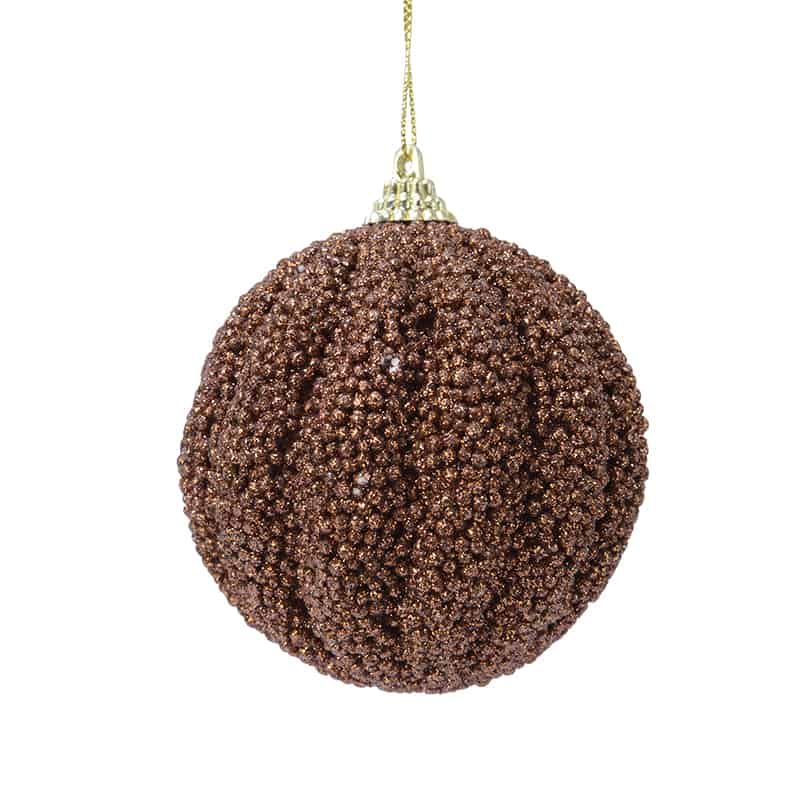 Foam kerstbal glitter kaneel