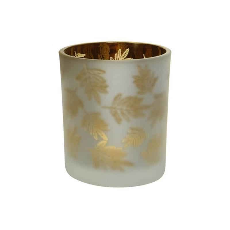 Theelichthouder glas (3 ass: silver, goud, bruin)
