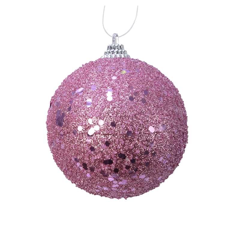 Kerstbal foam glitter lippenstift roze