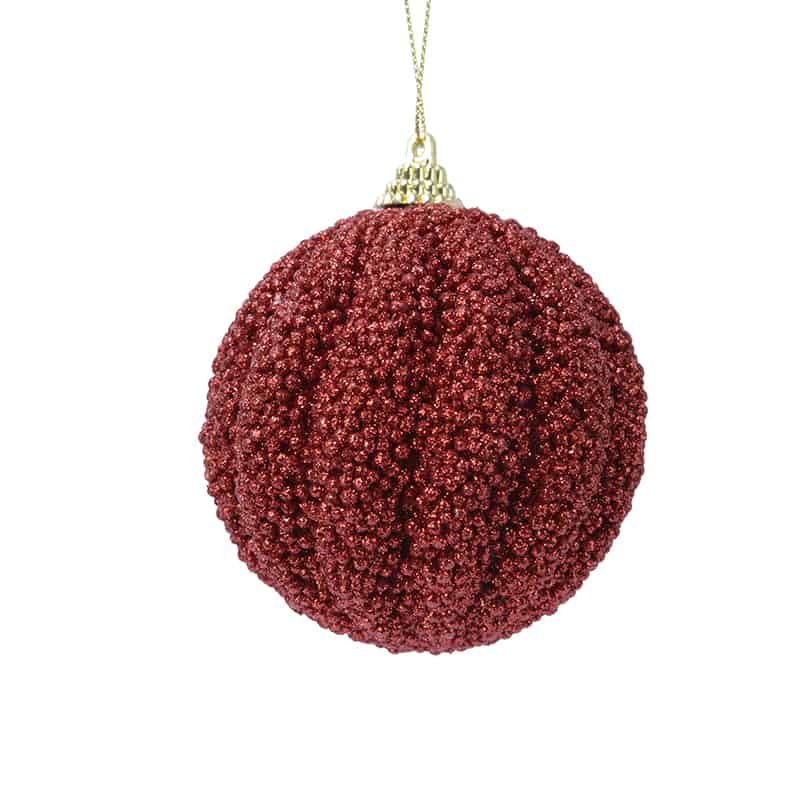 Kerstbal foam glitter kerstrood