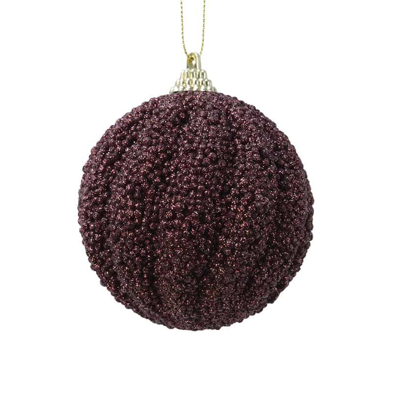 Kerstbal foam glitter mahonie