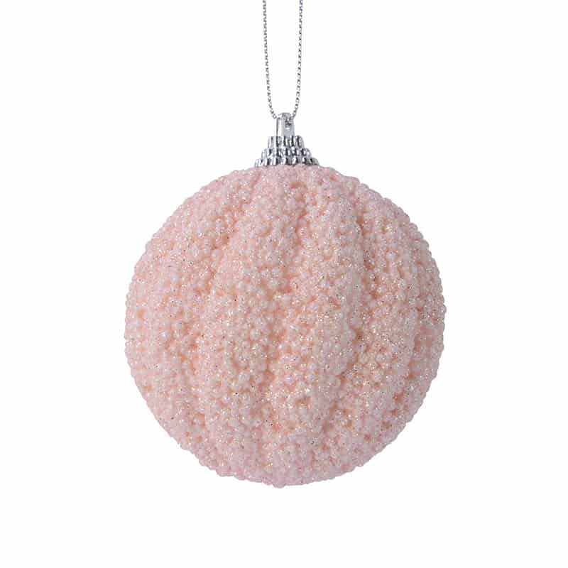 Kerstbal foam glitter poeder roze