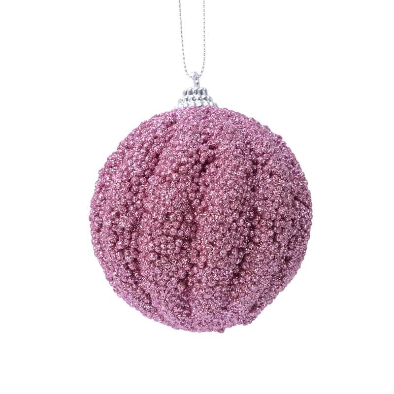 Kerstbal foam glitter lippenstift roze