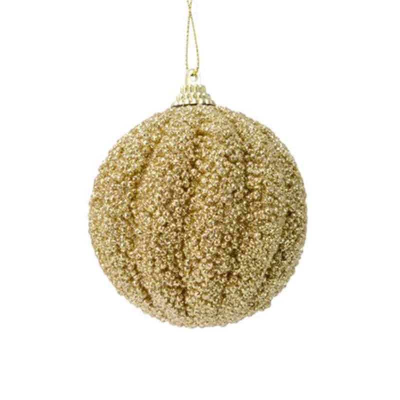 Kerstbal foam glitter licht goud