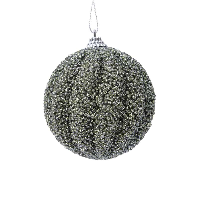 Kerstbal foam glitter (ø8cm) mos groen