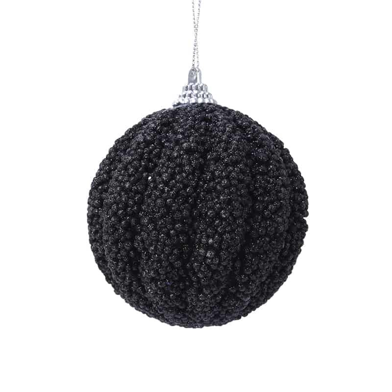 Kerstbal foam glitter zwart