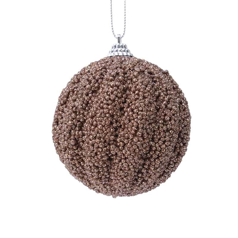 Kerstbal foam glitter walnoot