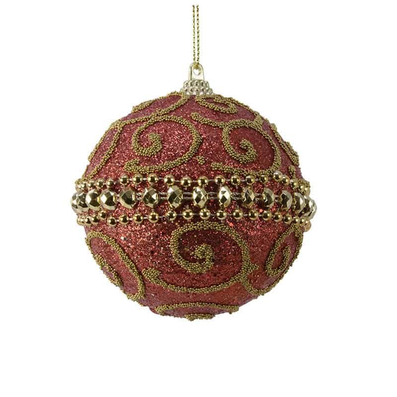 Kerstbal foam glitter swirl (3 ass kleuren) - Afbeelding 2