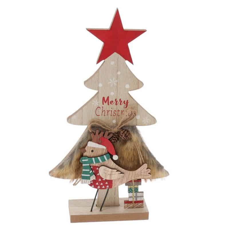 Kerstboom met vogel (2 ass.)