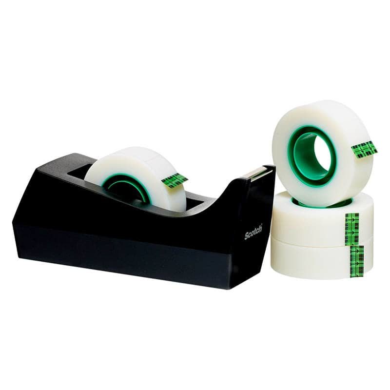 Scotch Plakband afroller zwart + 4 rollen