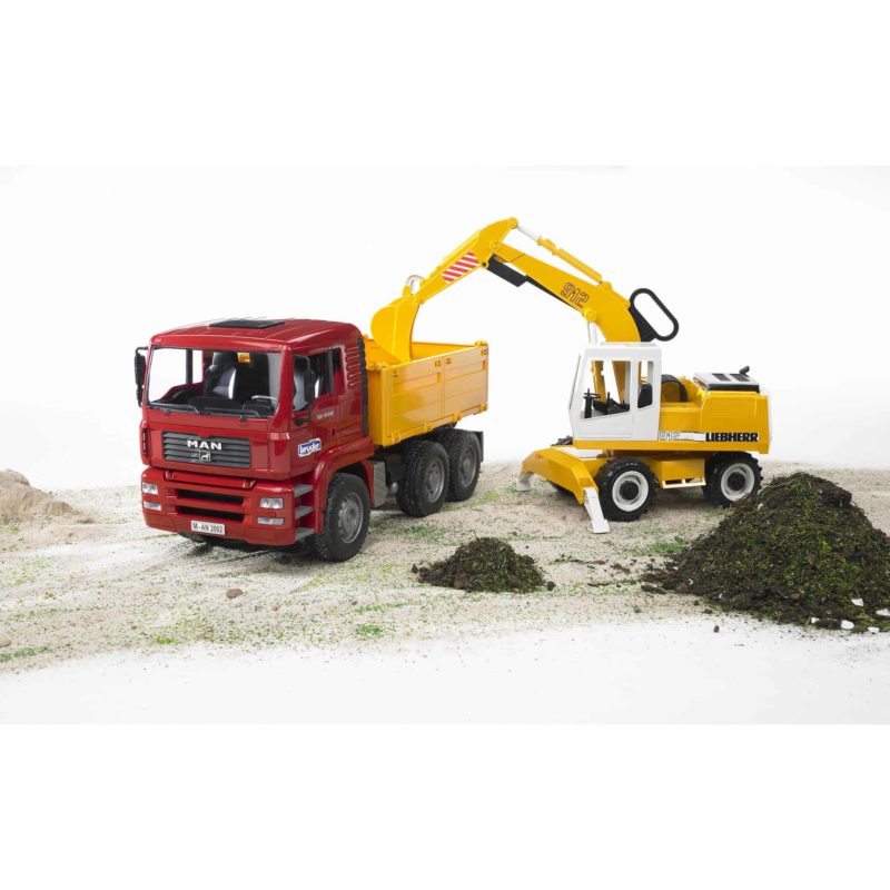 Bruder kiepwagen & graafmachine Man TGA