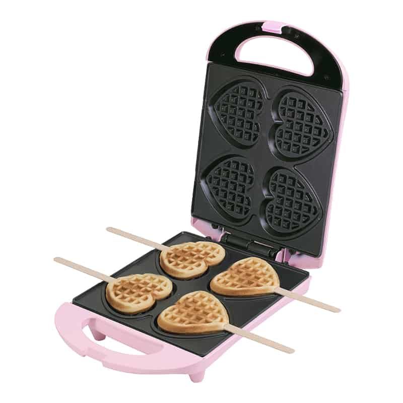 Wafelijzer Hartjes op stok roze 780 W