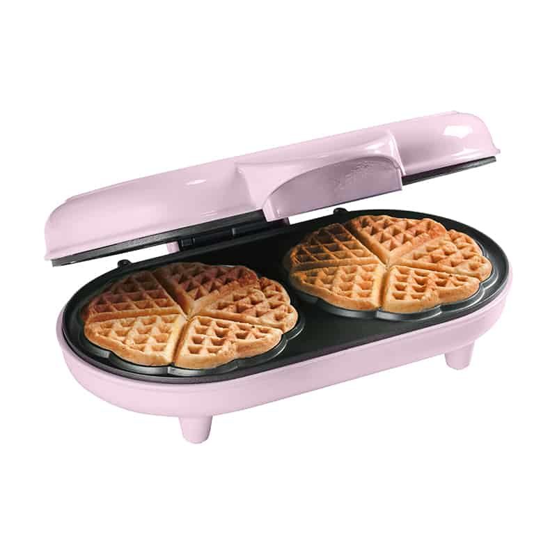 Wafelijzer duo voor 10 hartjes 700W roze