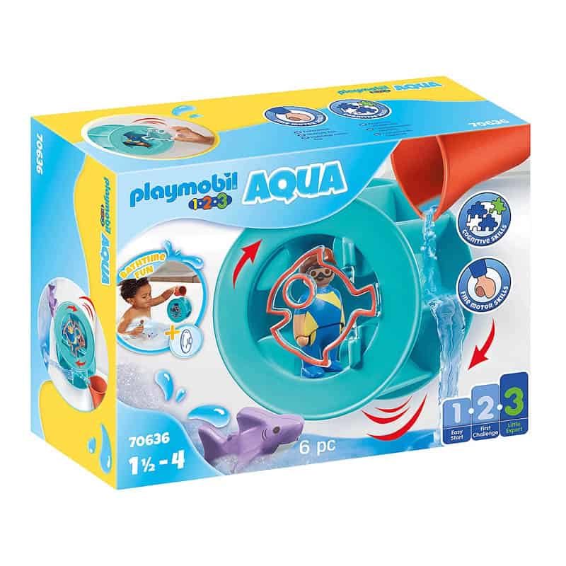 Playmobil 1.2.3 Aqua: Waterwervelrad met babyhaai (70636)