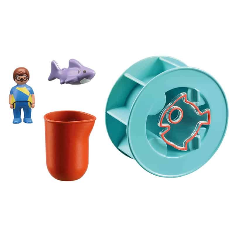 Playmobil 1.2.3 Aqua: Waterwervelrad met babyhaai (70636) - Afbeelding 5