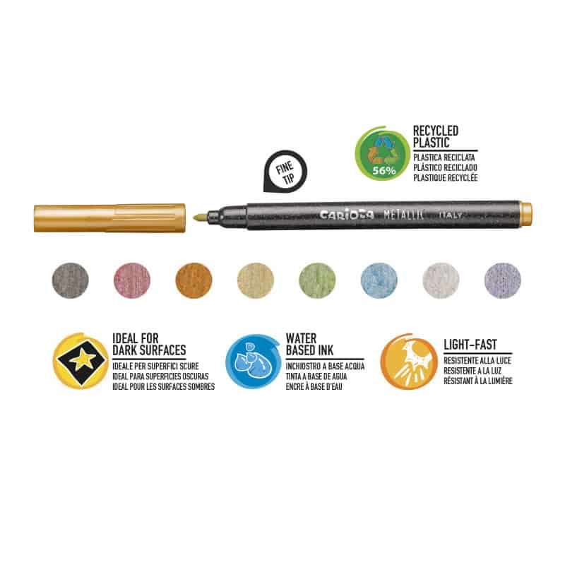 Carioca Fine Markers (8 stuks) Metallic - Afbeelding 2