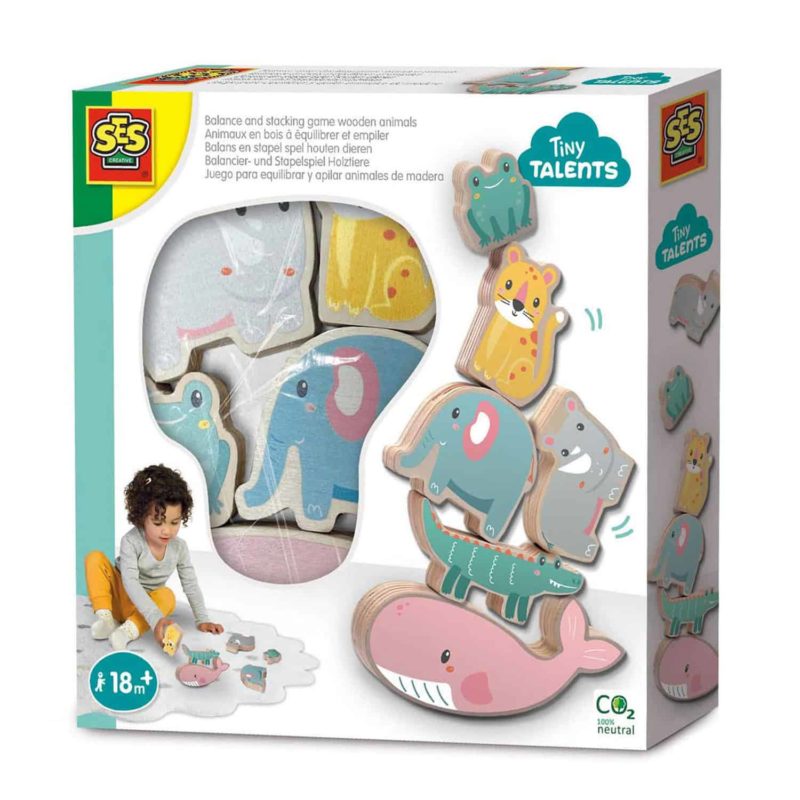 SES Houten dieren balans/stapelspel