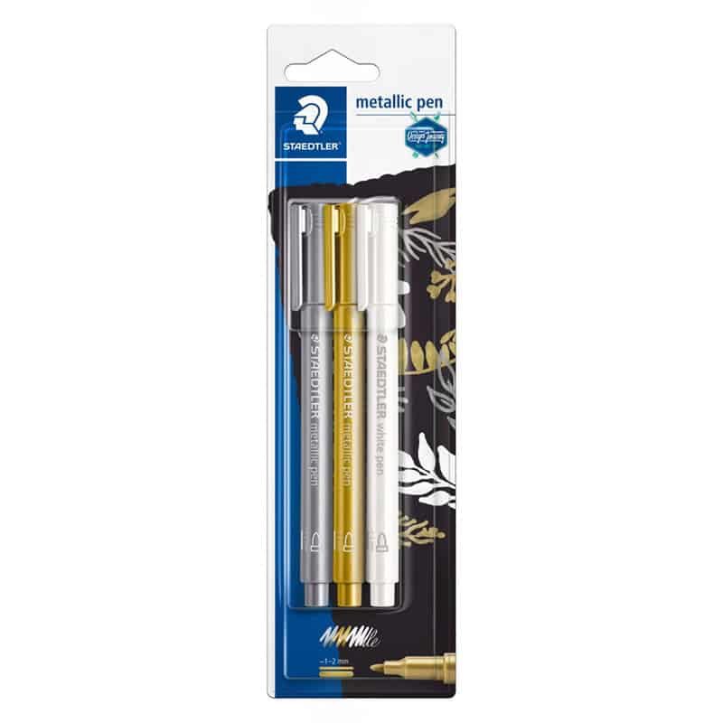Staedtler metallic pen x3 goud/zilver/wit