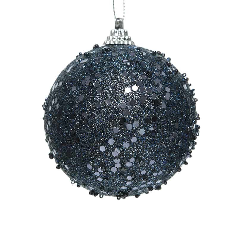 foam kerstbal 8cm glitter nachtblauw