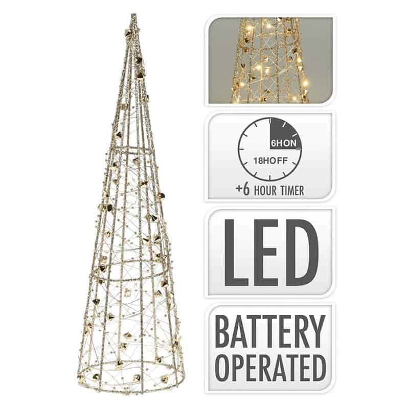 Piramide 20LED 40cm goud