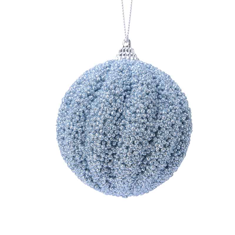 Kerstbal foam glitter mistig blauw Happyland