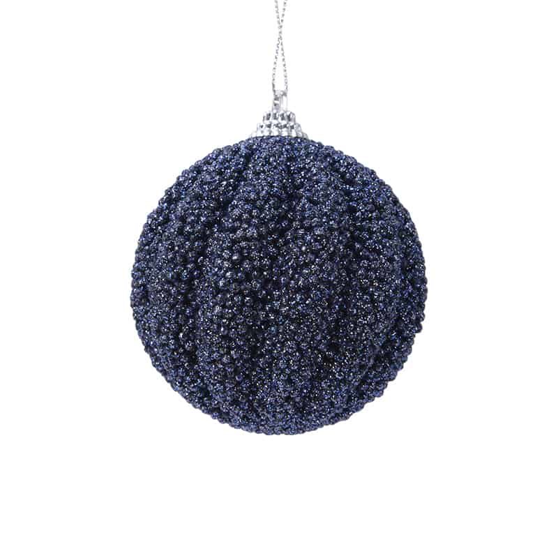 Kerstbal foam glitter nacht blauw