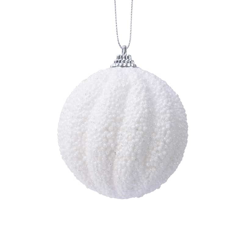 Kerstbal foam glitter winterwit