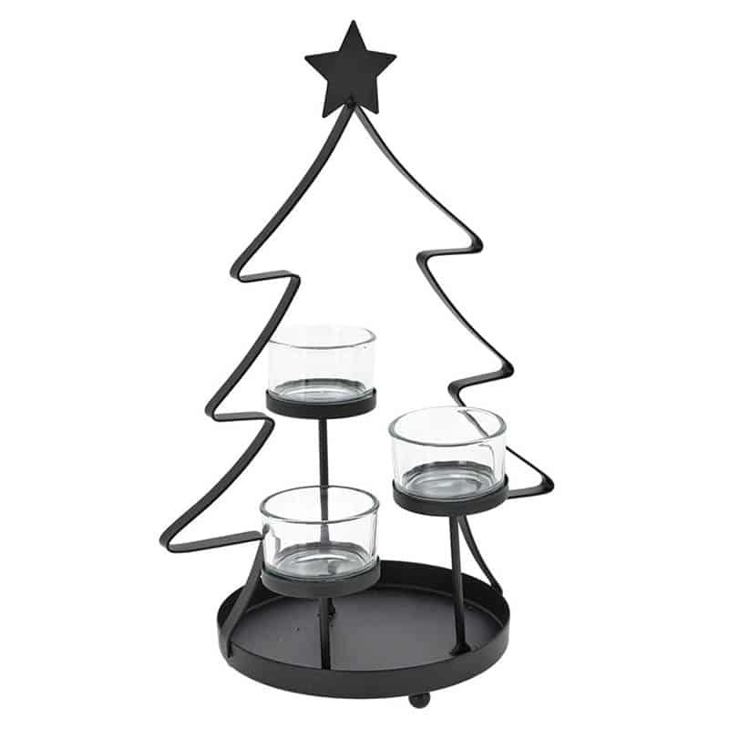 Theelichthouder kerstboom 3st.