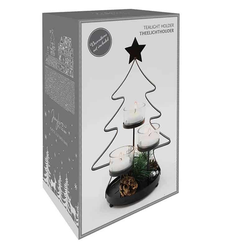 Theelichthouder kerstboom 3st. - Afbeelding 3