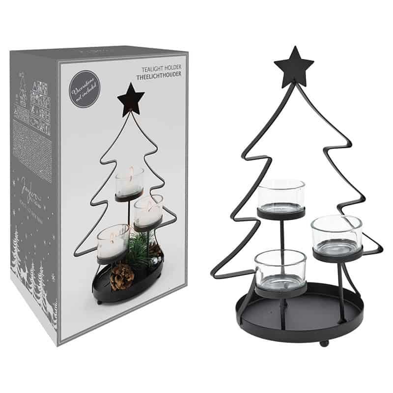 Theelichthouder kerstboom 3st. - Afbeelding 2