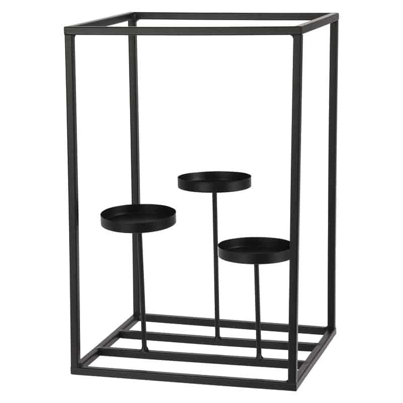 Theelichthouder 3 cups (24x20cm) zwart