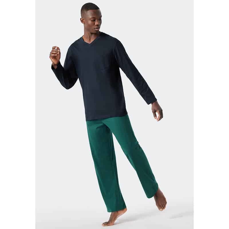 Schiesser Heren pyjama lang - donker groen - Afbeelding 2