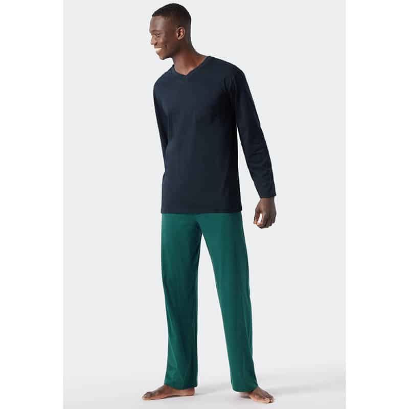 Schiesser Heren pyjama lang - donker groen - Afbeelding 4